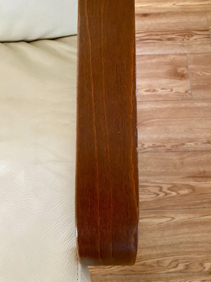 Ikea POÄNG chair - walnut effect and beige leather cover - photo 3