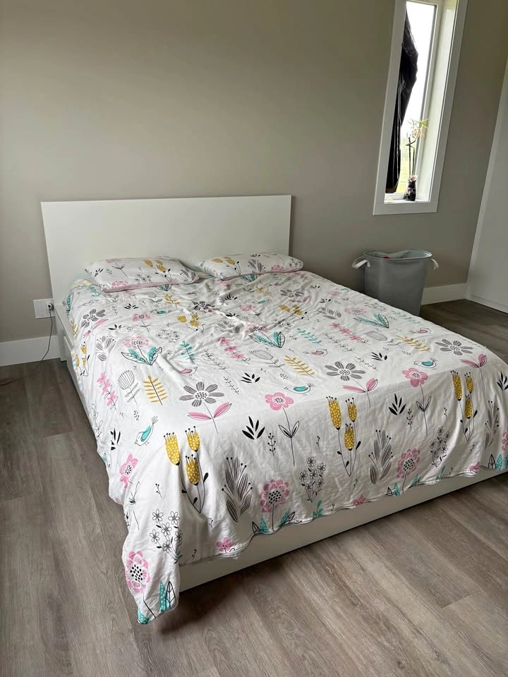IKEA MALM Queen Bed + Storage Drawers + Juno Mattress