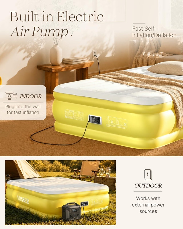 NEW Full Size Raised Air Mattress with Built-in Pump - 18" - photo 2