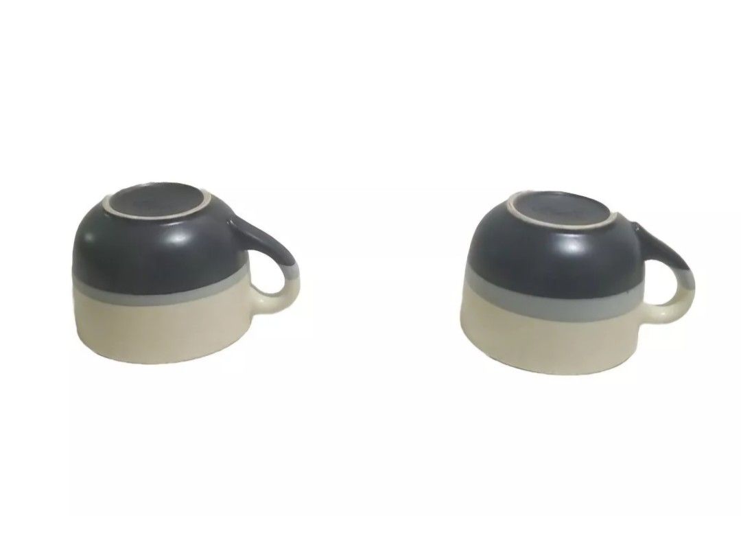 Elegant Dining Ceramic Flower Coffee Tea Beige BLUE MUGS 2X - photo 2