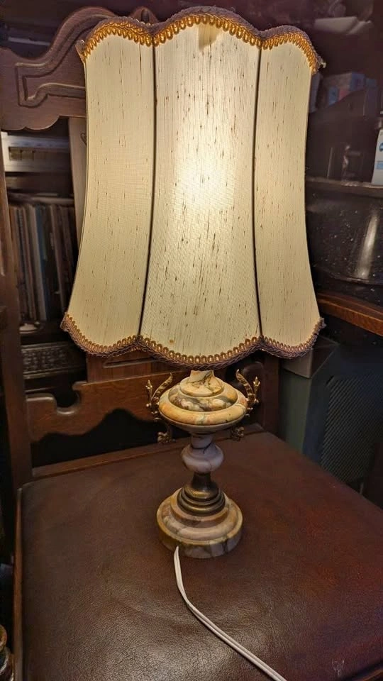Vintage Marble and Brass Table Lamp