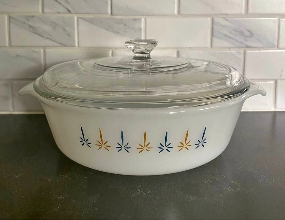 Vintage Anchor Hocking Fire King Candle Glow Casserole Dish