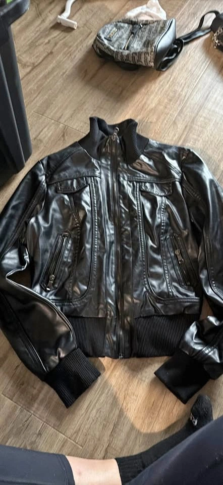 Ci Sono Faux Leather Bomber Jacket