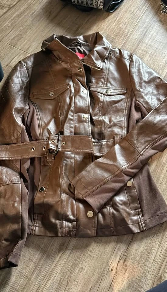 Guess Faux Leather Belted Jacket