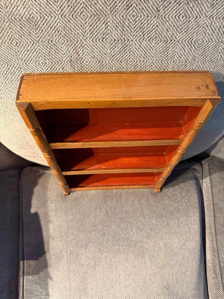 Vintage wall mounted wooden display shelves - photo 4