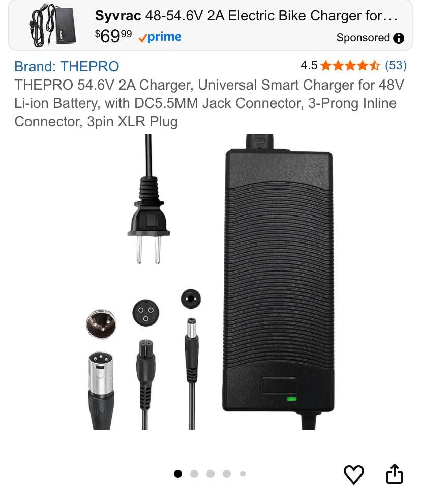 THEPRO 54.6V 2A Universal Smart Charger for 48V Li-ion - photo 2