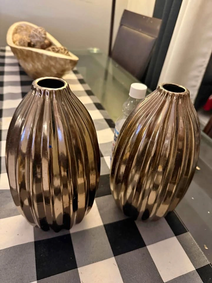 Set of 2 Decorative Vases – Modern Home Decor Centerpiece