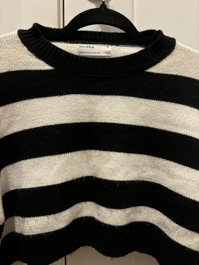Bershka Striped Cropped Knit Sweater - photo 2
