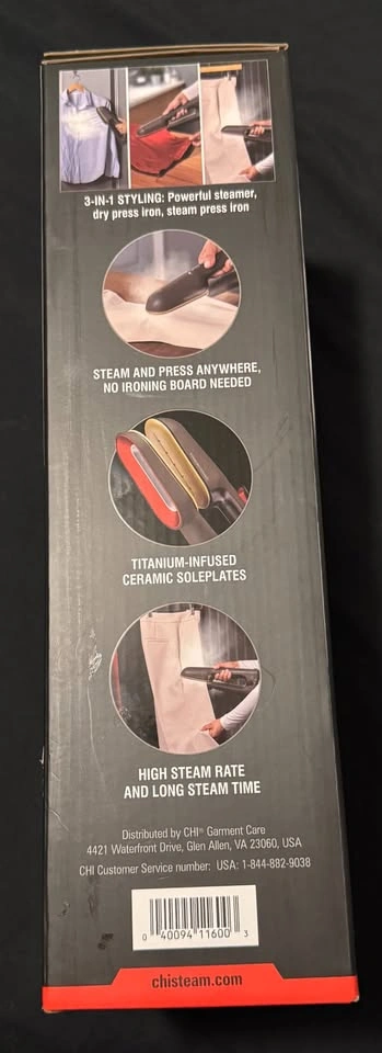 Brand New CHI SteamPress 3-in-1 Handheld Garment Steamer & Iron - photo 4