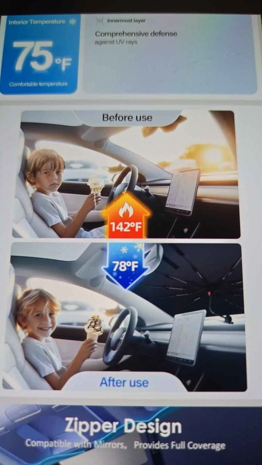 Car windshield sun shade umbrella - photo 3