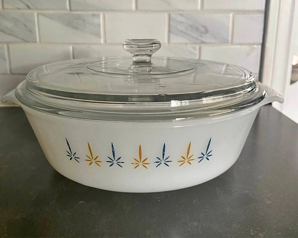 Vintage Anchor Hocking Fire King Candle Glow Casserole Dish