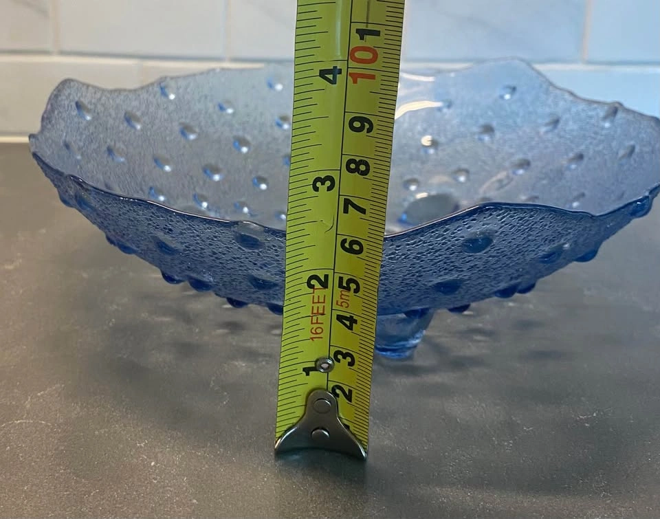 Vintage MCM Blue Hobnail Glass Footed Bowl - photo 5