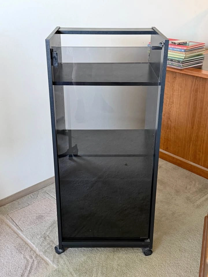 Glass Door Stereo / Media Cabinet on Wheels