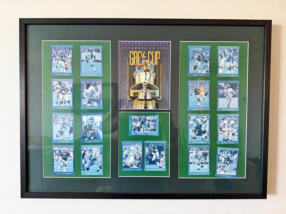 1989 Saskatchewan Roughriders Grey Cup Framed Display