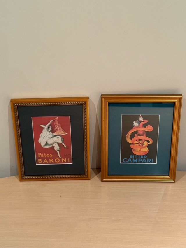 Vintage Leonetto Cappiello Pâtes Baroni and Bitter Campari Frame