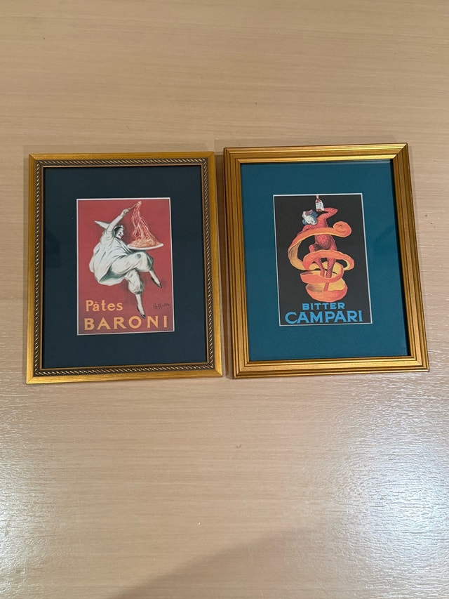 Vintage Leonetto Cappiello Pâtes Baroni and Bitter Campari Frame - photo 2
