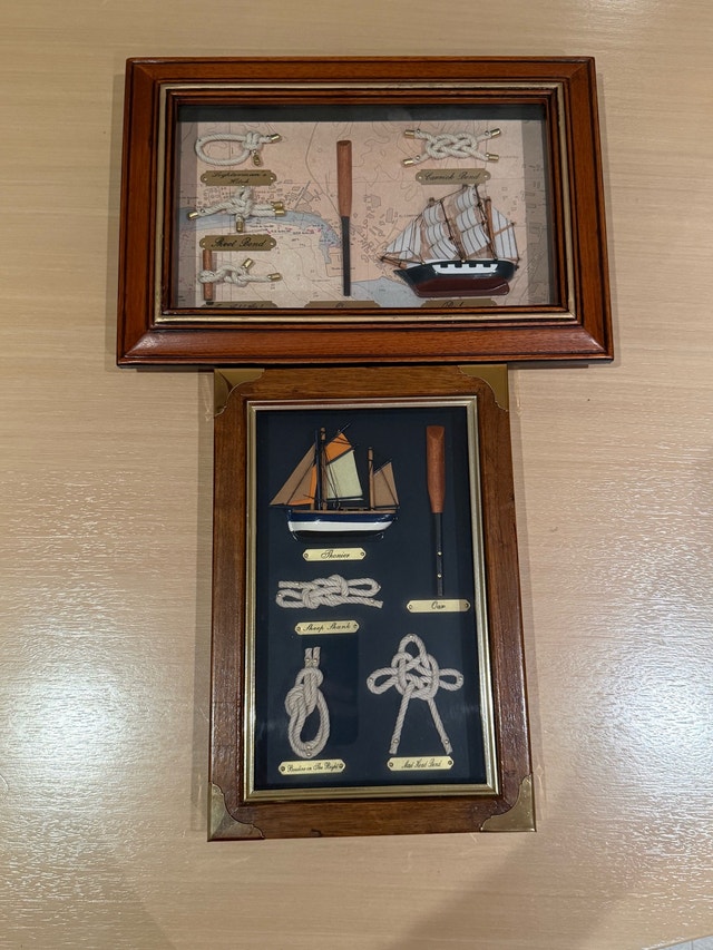 Vintage Nautical Knot Shadow Box Wall Decor - Set of 2