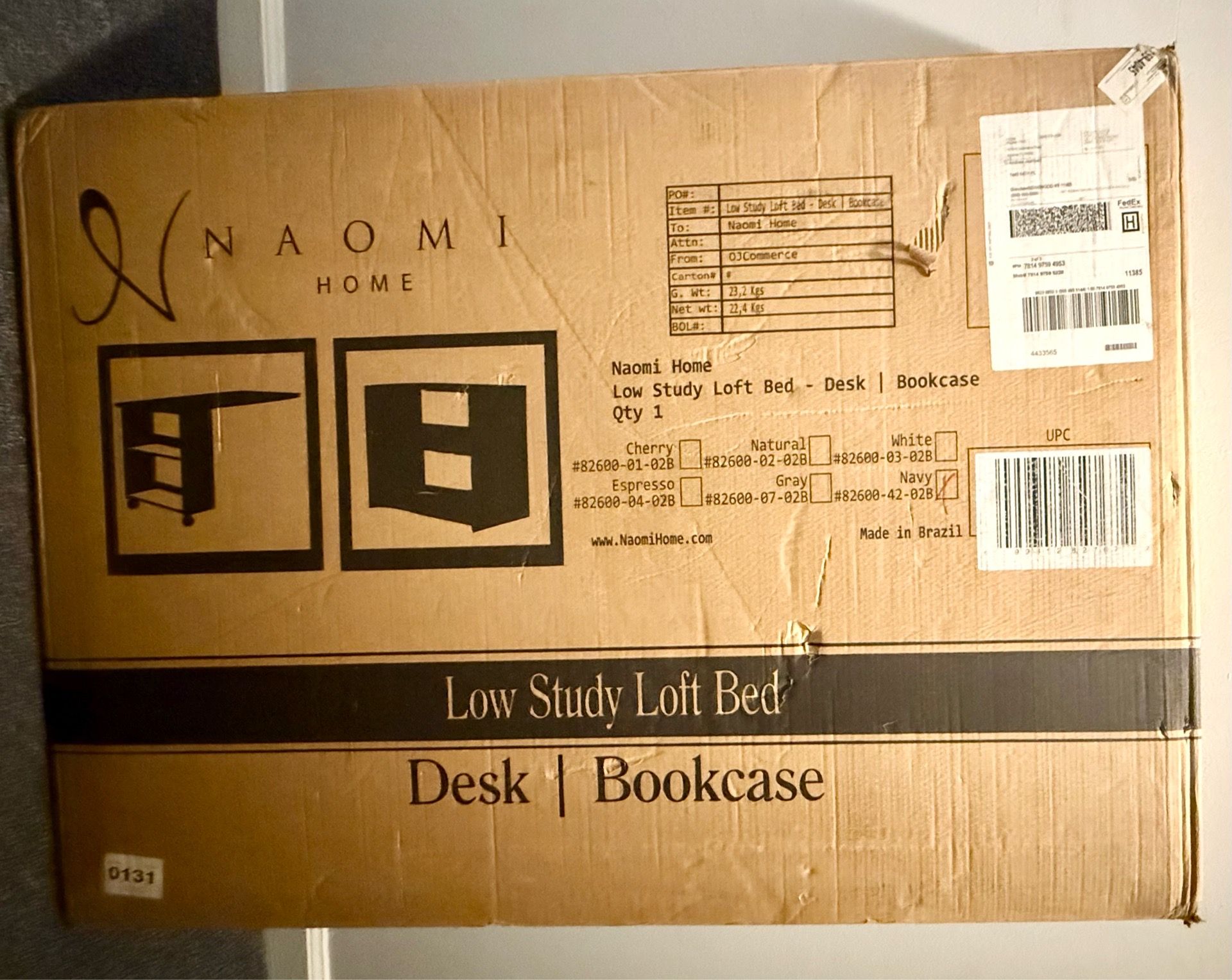 NEW IN BOX – Navy Naomi Home Low Study Loft Bed with Desk - photo 3
