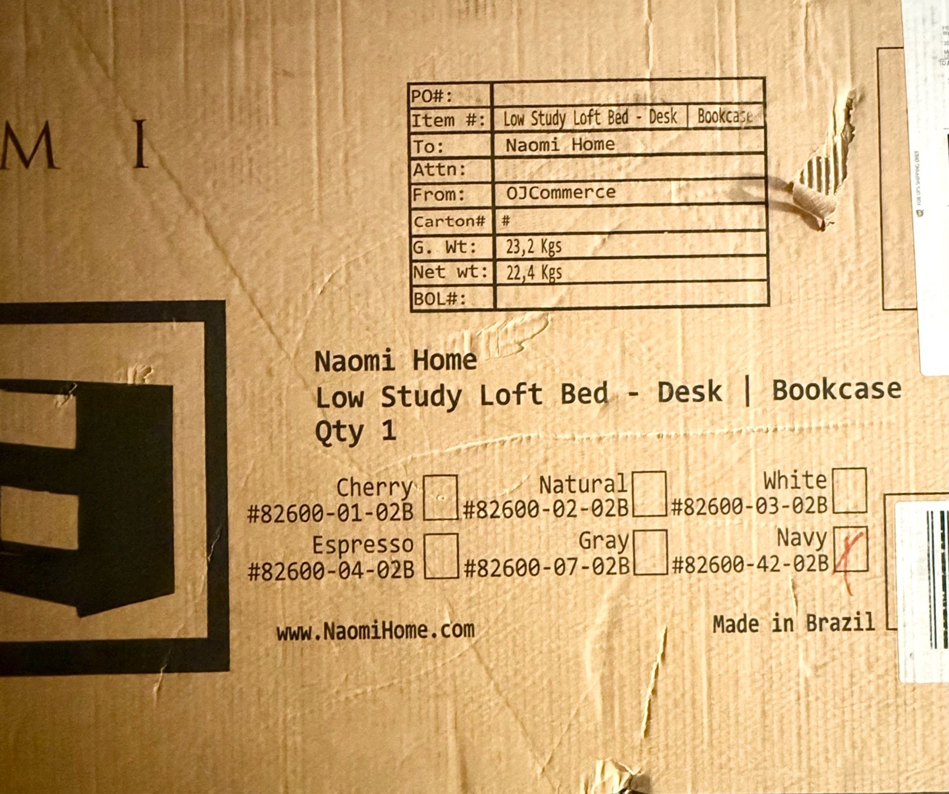 NEW IN BOX – Navy Naomi Home Low Study Loft Bed with Desk - photo 4