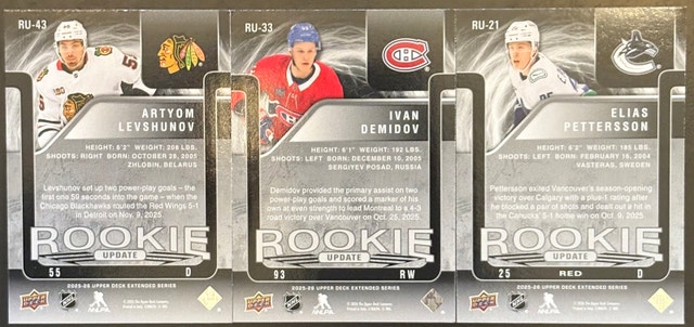 Upper Deck 2025-26 Extended Series Rookie Update Lot - photo 2