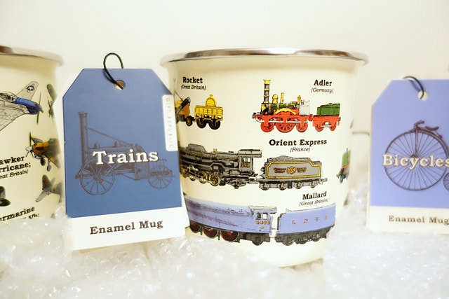 3-Piece Gift Republic Planes Trains Bicycles Enamel Camping Mugs - photo 3