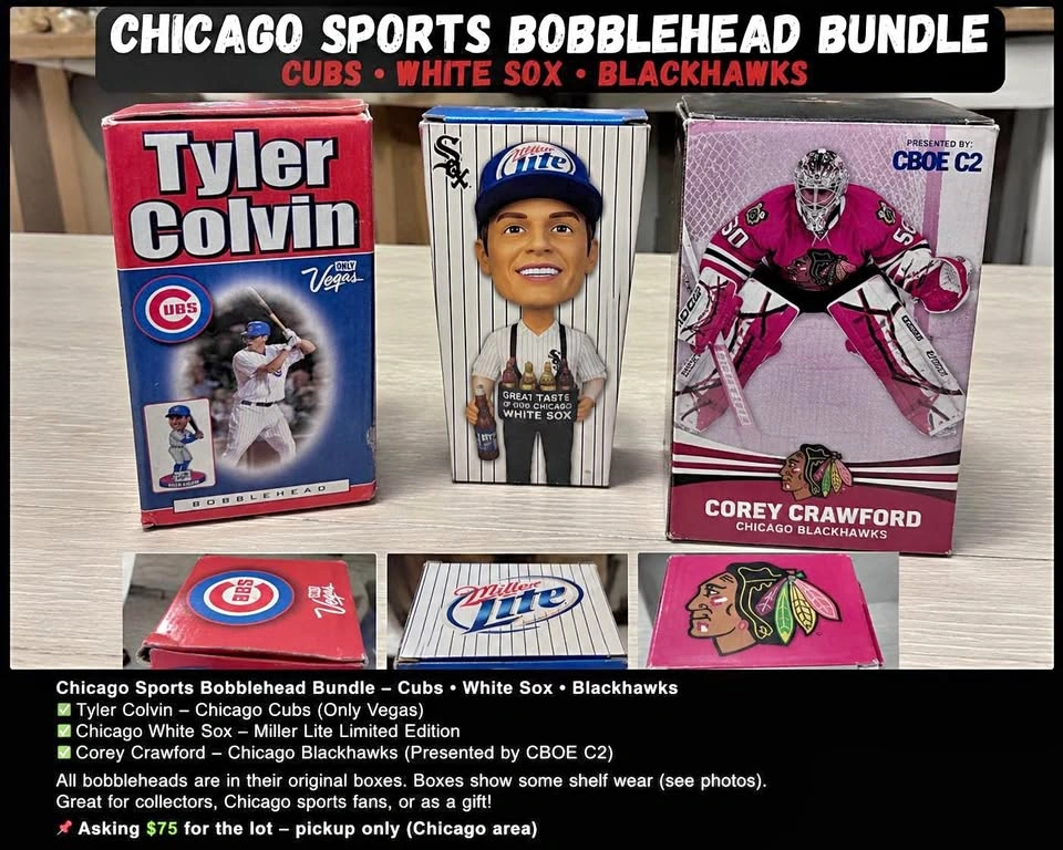 Chicago Sports Bobblehead Collection – Cubs, White Sox & Blackha