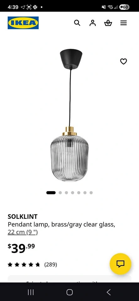 IKEA SOLKLINT Pendant Lamp x2