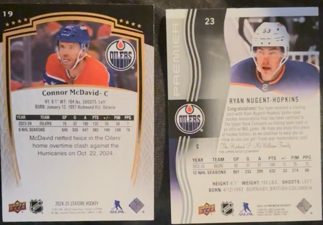 Lot of 2 - McDavid UD Stature-Ryan Nugent-Hopkins Premier Patch - photo 3