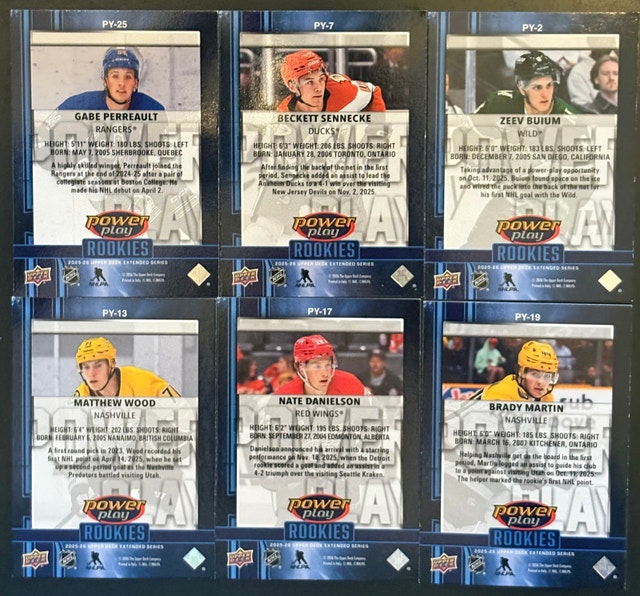Lot of 6 - Power Play Rookies 2025-26 Extended Series Lot - photo 2