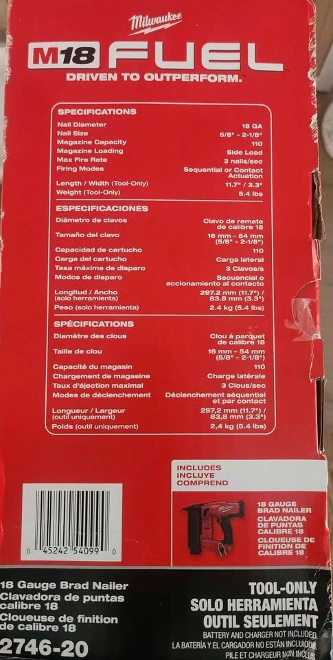 MILWAUKEE TOOLS: MILWAUKEE BRAD NAILER M18 (2746-20) - photo 3