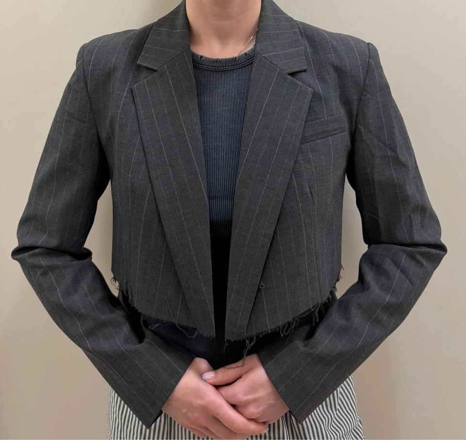 Cropped Pinstripe Blazer M - photo 4
