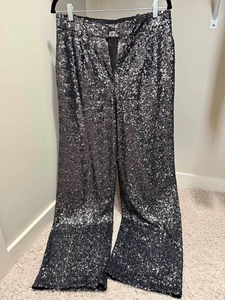 H&M Sequined Pants US8 dark grey/silver