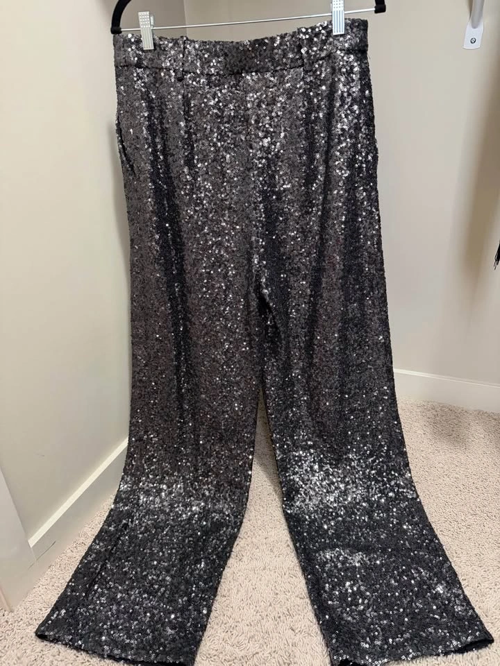 H&M Sequined Pants US8 dark grey/silver - photo 4