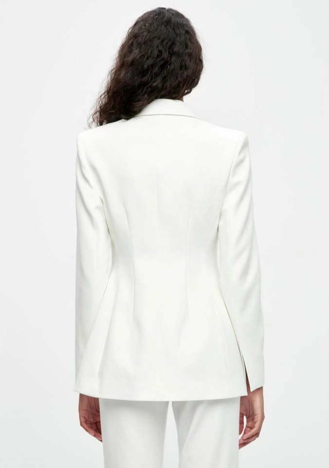 Double-breasted, fitted, lined blazer Ivory, S - photo 2