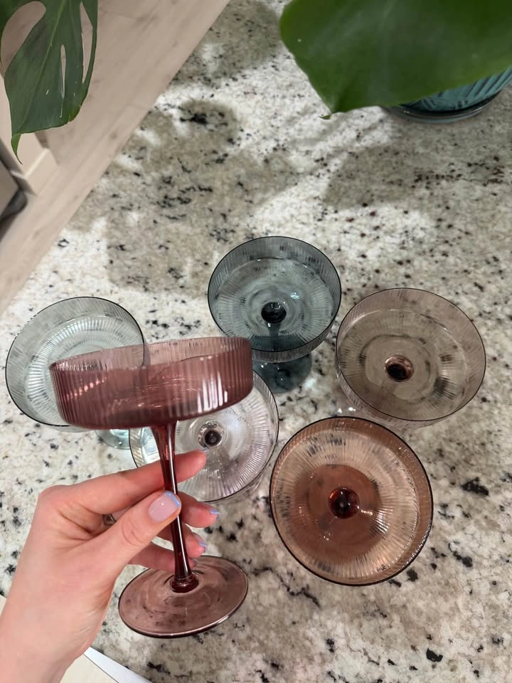 Colored Vintage Art Deco Coupe Glasses - Set of 6 - photo 3