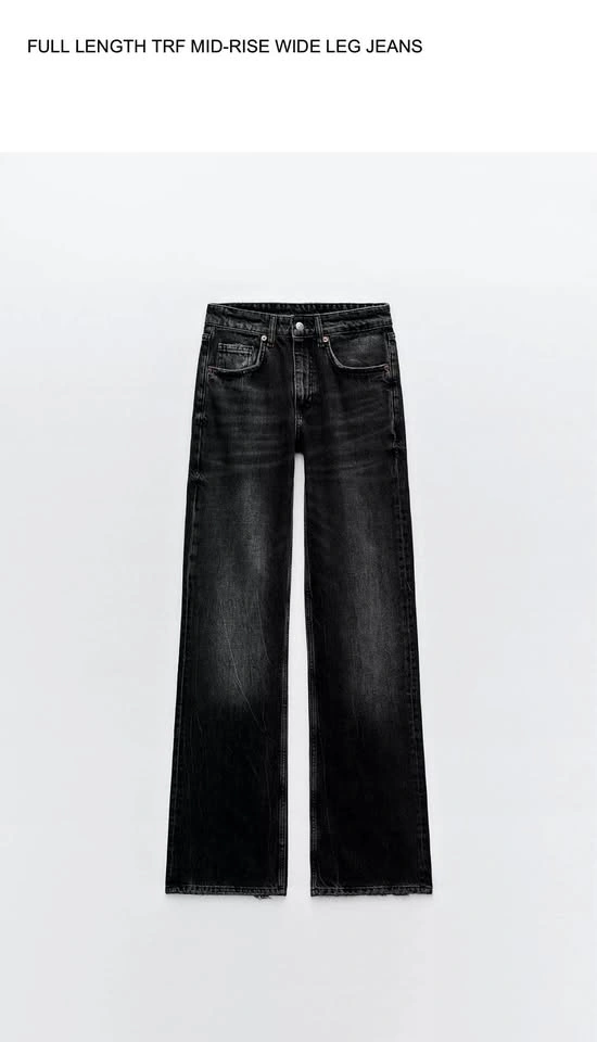 ZARA full length mid-rise wide leg jeans US 6