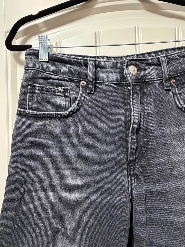 ZARA full length mid-rise wide leg jeans US 6 - photo 4