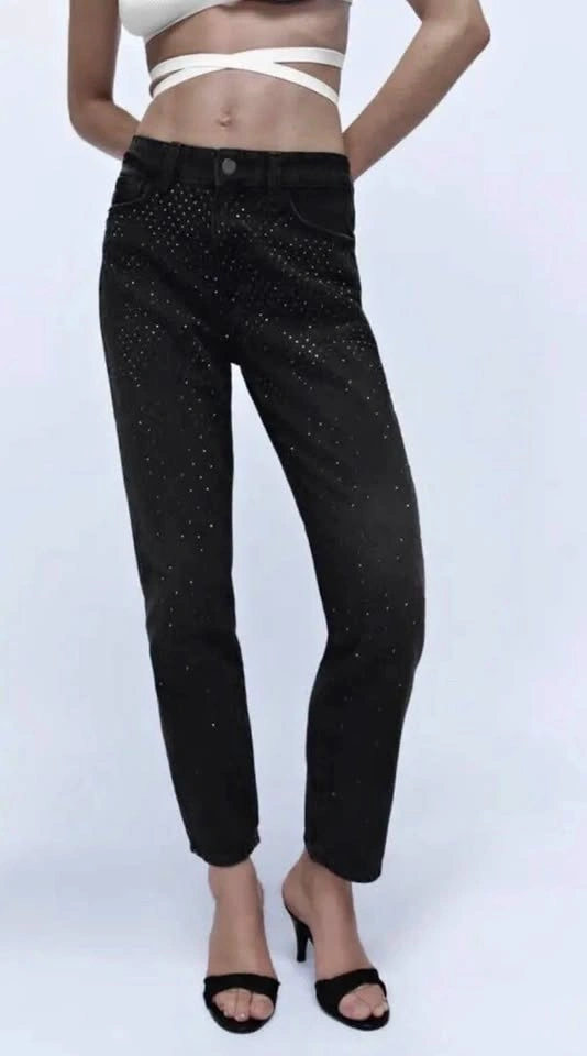 ZARA black jeans with rhinestones US 4