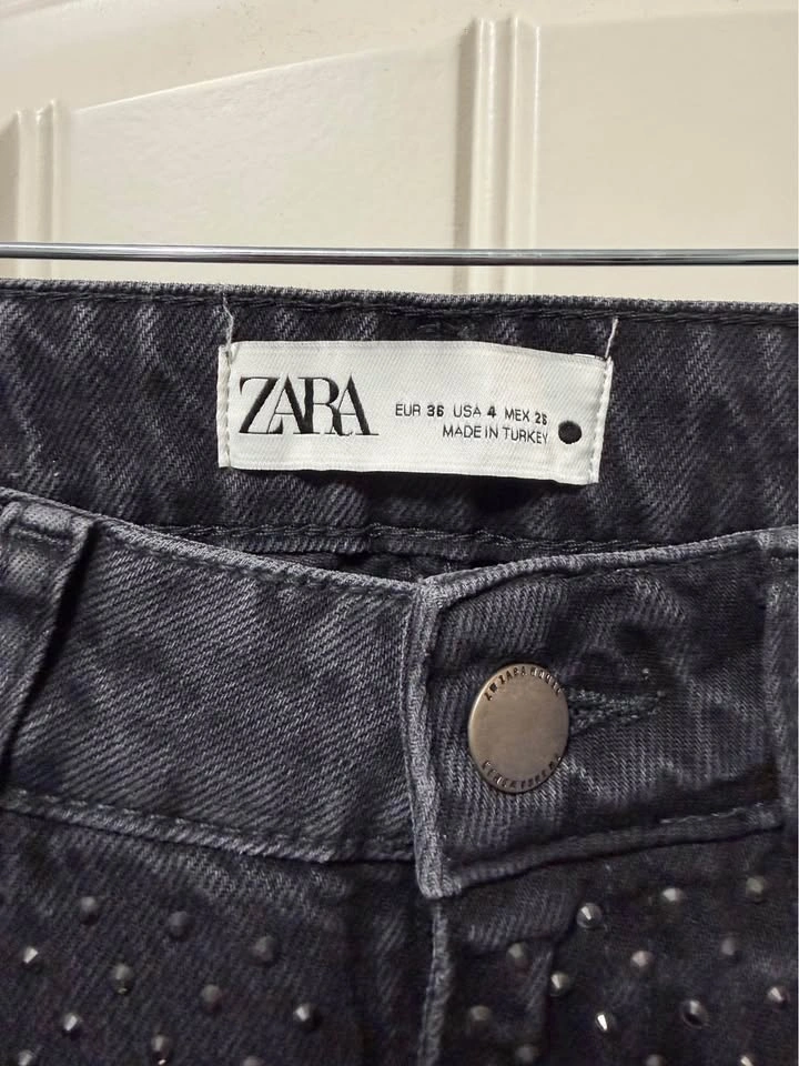 ZARA black jeans with rhinestones US 4 - photo 4