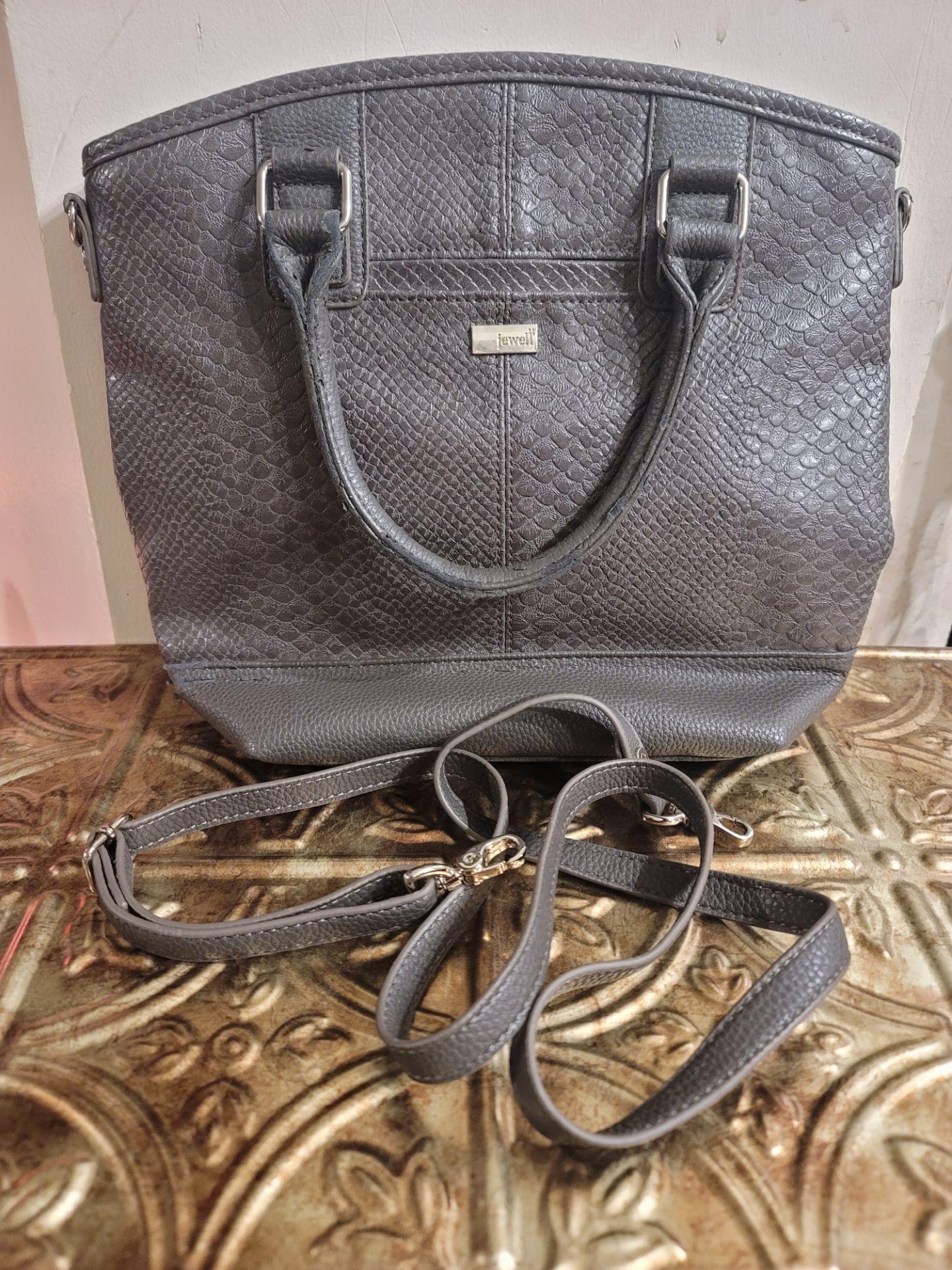 Jewell by Thirty-One City Charcoal Snake Crossbody Purse