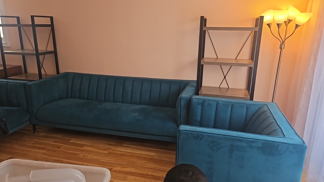 Couch, Love Seat and Chair Green/Teal