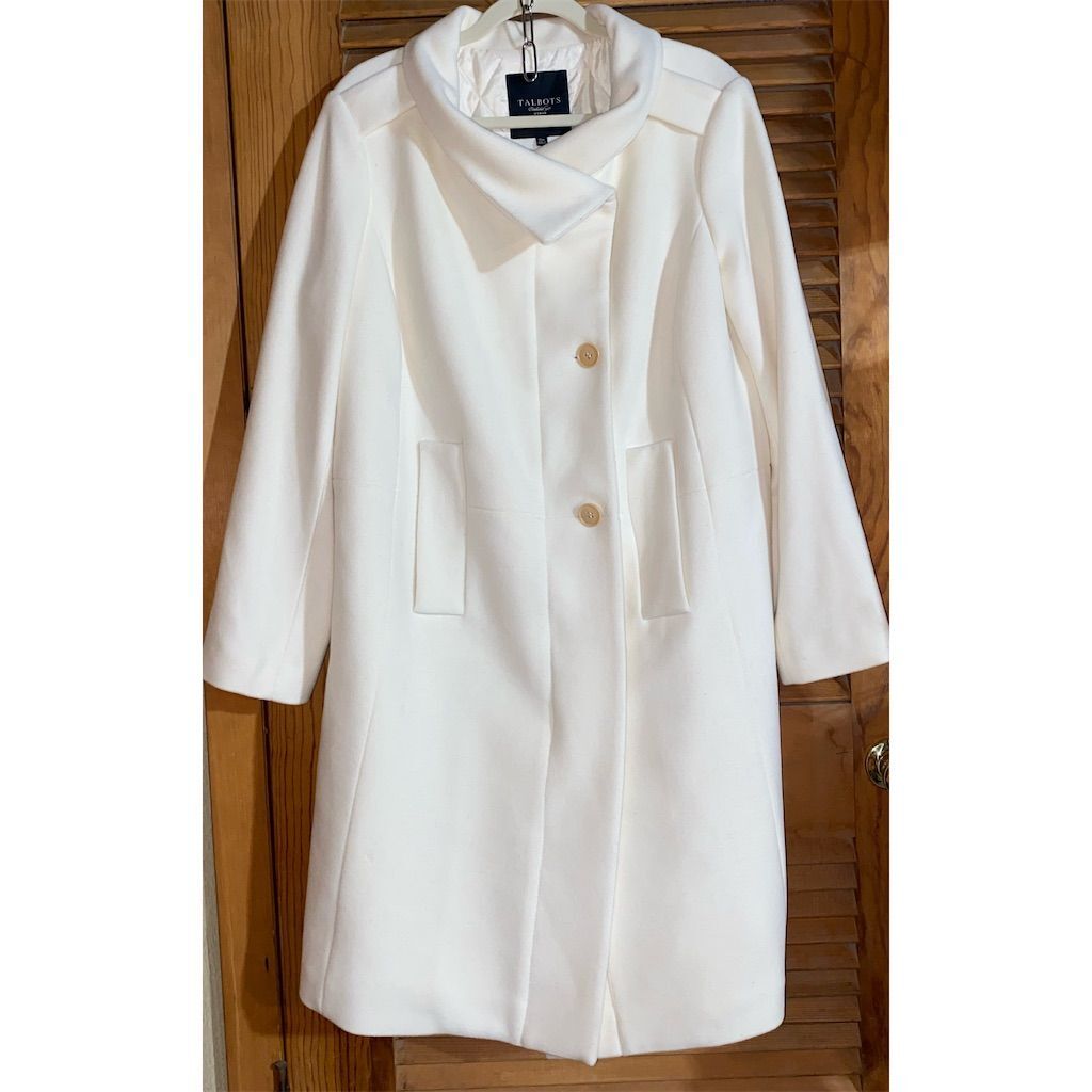 Talbots Women's Plus Size 12W White Long Overcoat