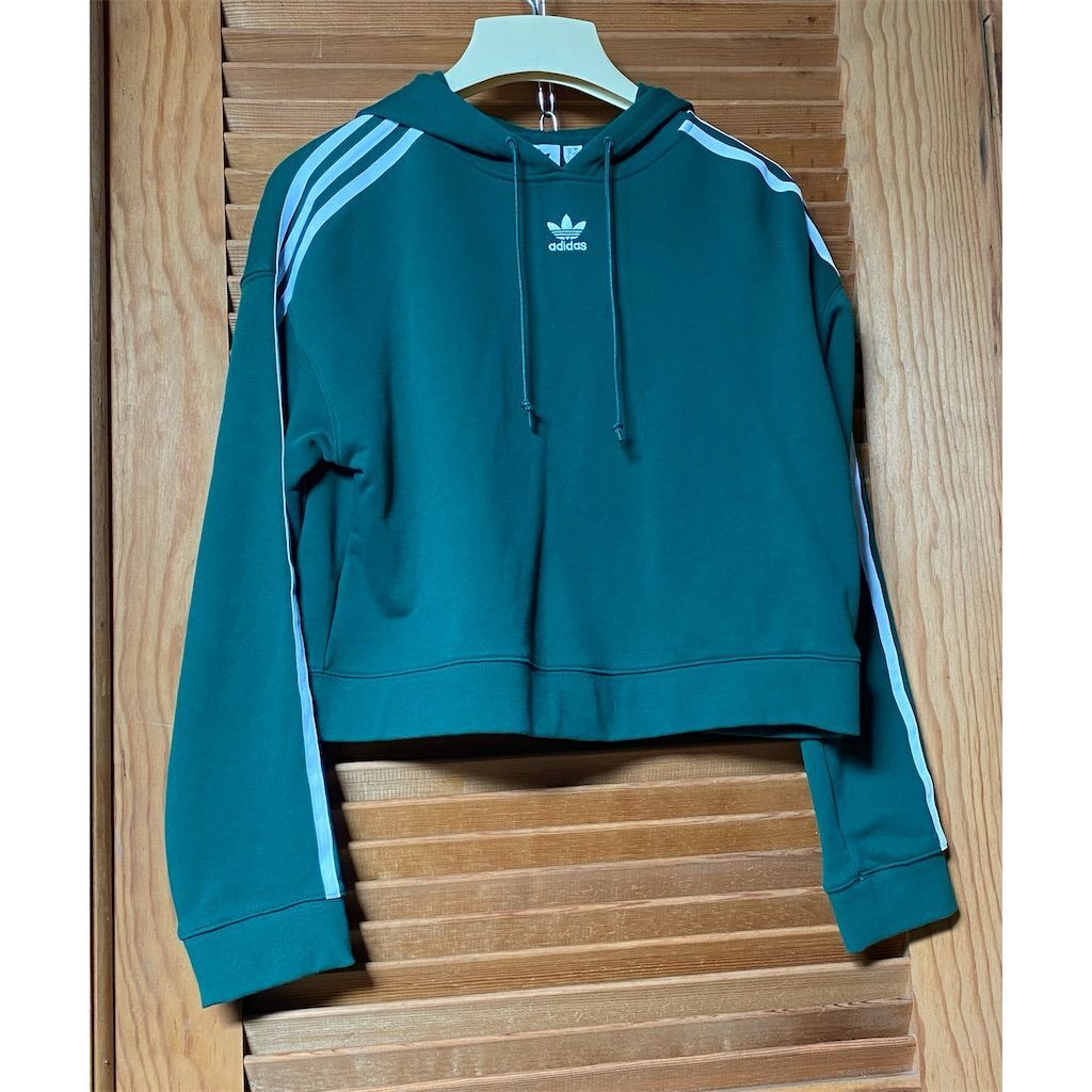 Adidas Originals DX2159 Women's Cropped Hoodie Green Size S