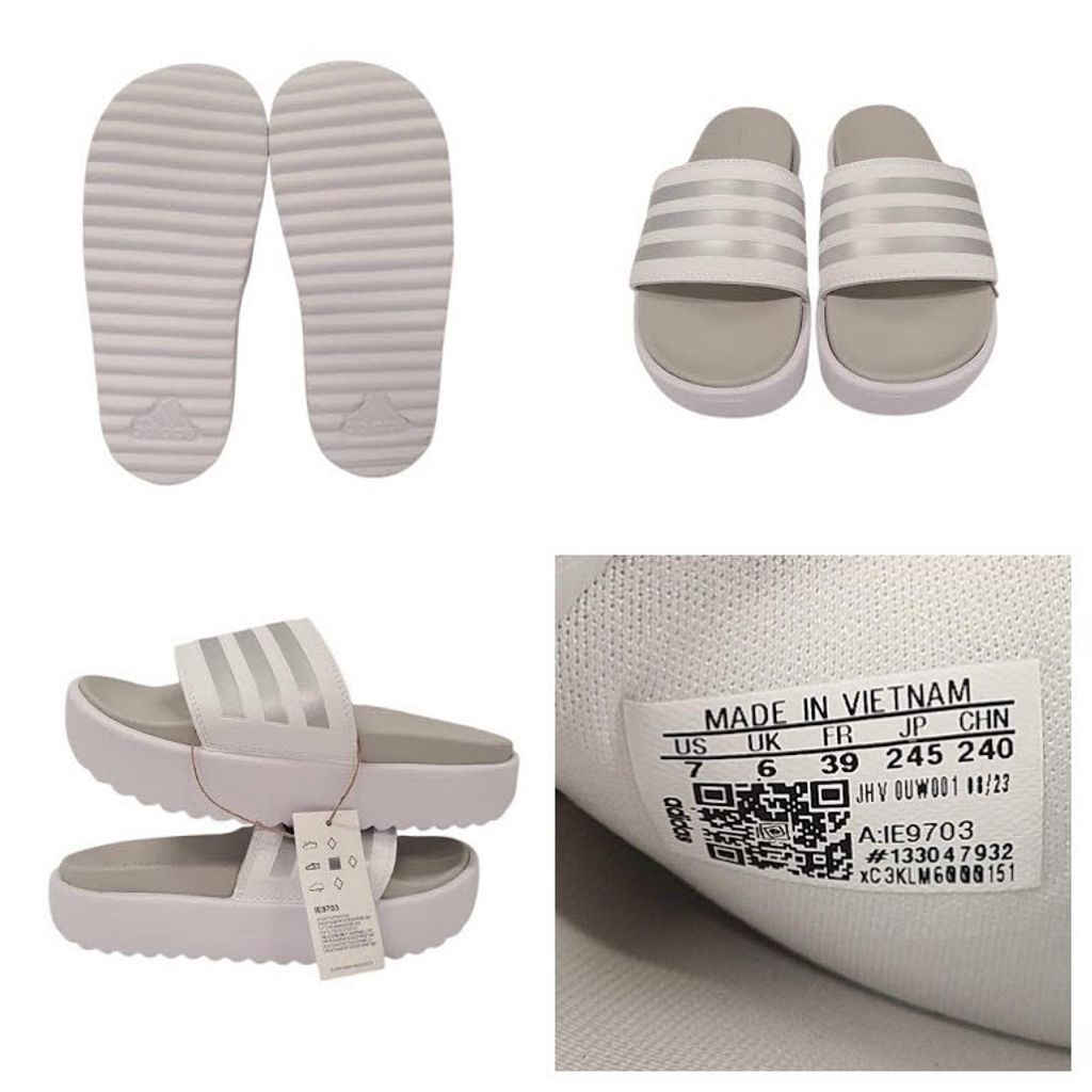 Adidas Adilette Platform Slides Cloud White Zero Metallic Grey