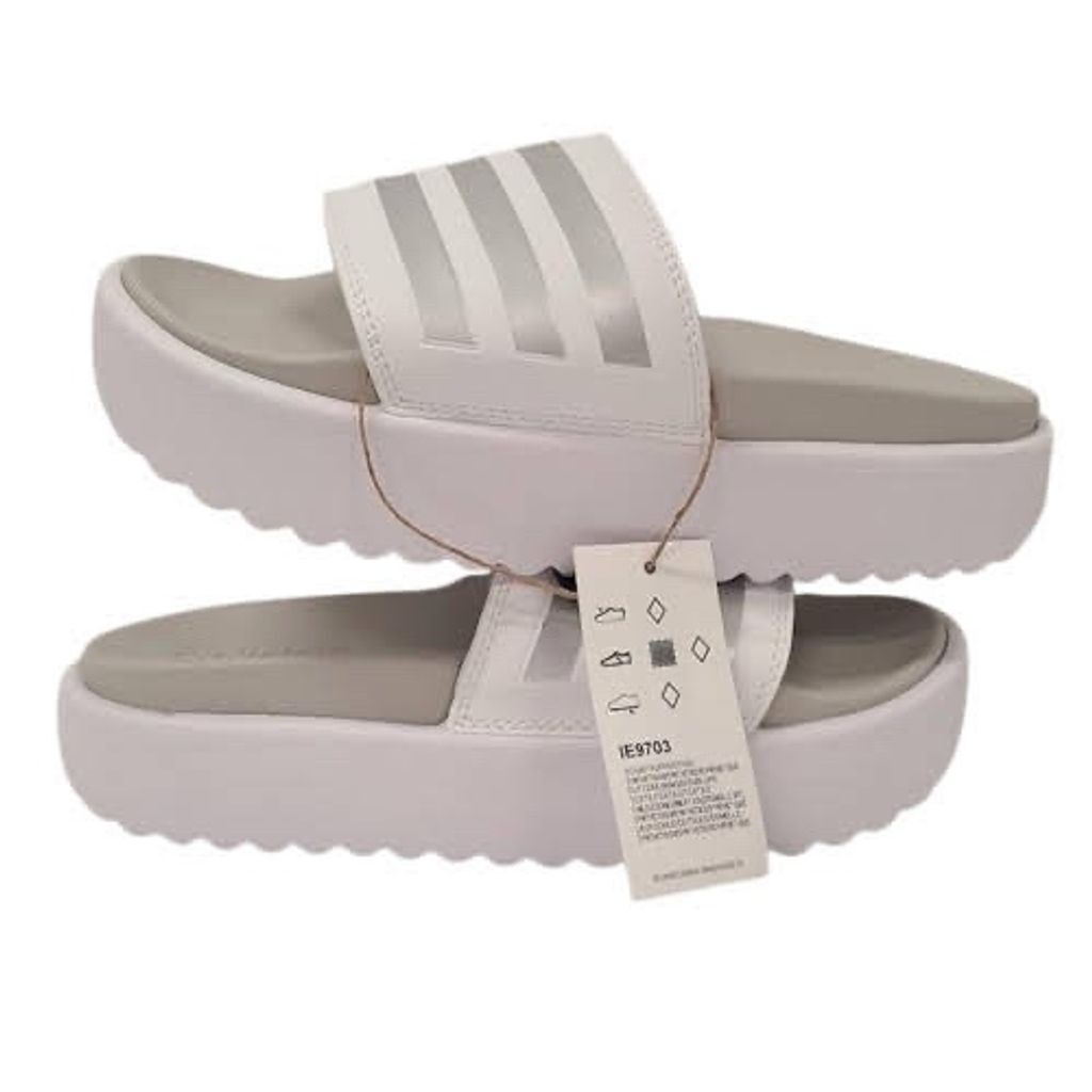 Adidas Adilette Platform Slides Cloud White Zero Metallic Grey - photo 5