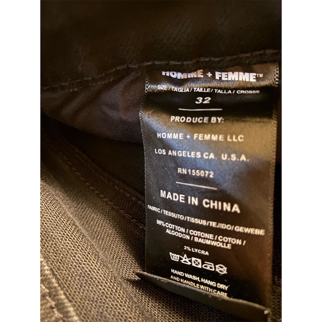 Homme Femme Men's Black Drip Denim Jeans Size 32 Straight Fit - photo 2
