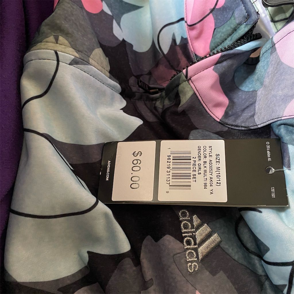 Adidas Girls Floral Print Track Jacket Size Medium 10-12 - photo 2