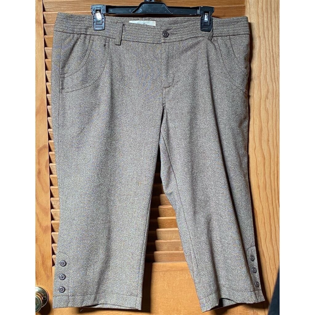 Old Navy Women's Brown Tweed Capri Pants Size 14 Herringbone