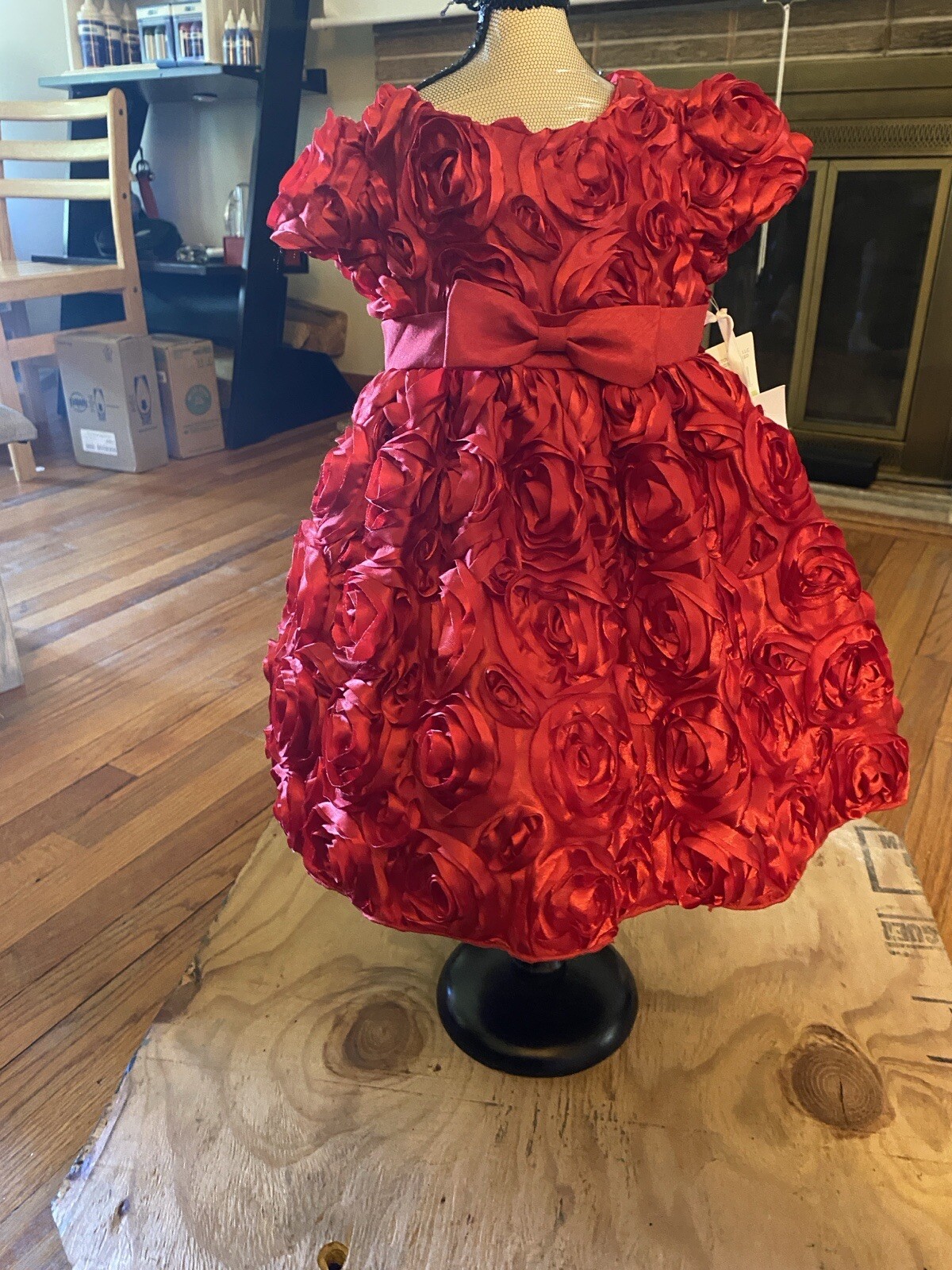 Pippa And Julie Girls Red Roses Dress Sz.18 Month NWT