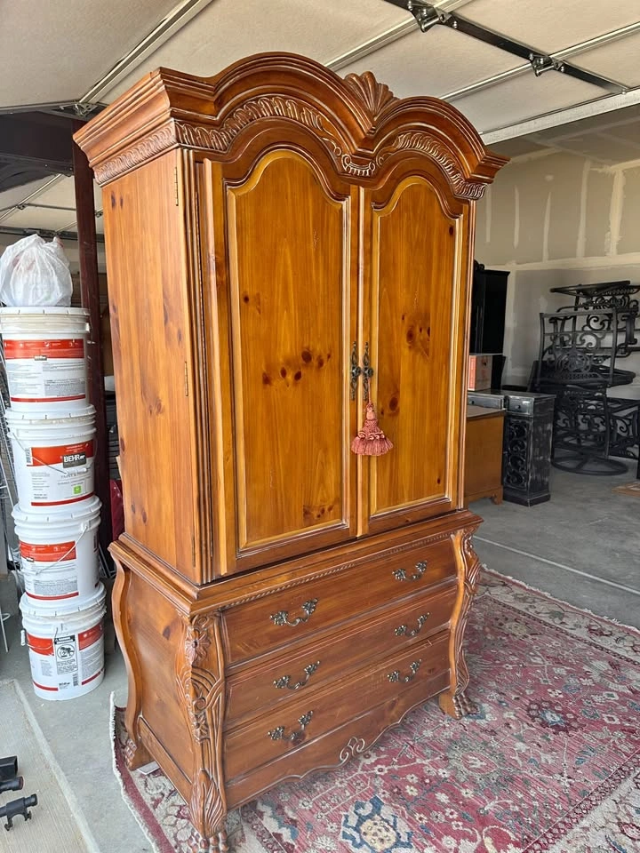 2 piece wood Armoire top & 3 drawer chest